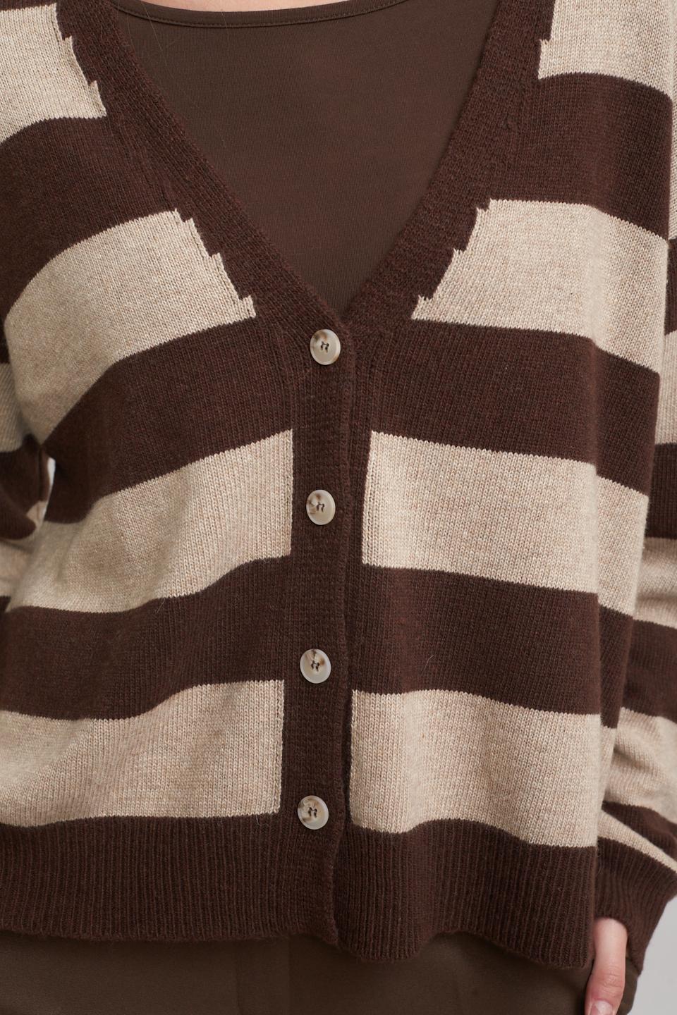 Cardigan scollo V rigato moro/beige - Autunno - Inverno 2025 | Brend